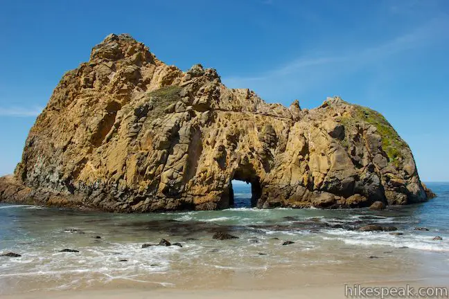 This short walk reaches a Big Sur beach with awesome rock formations rising out of the sand.