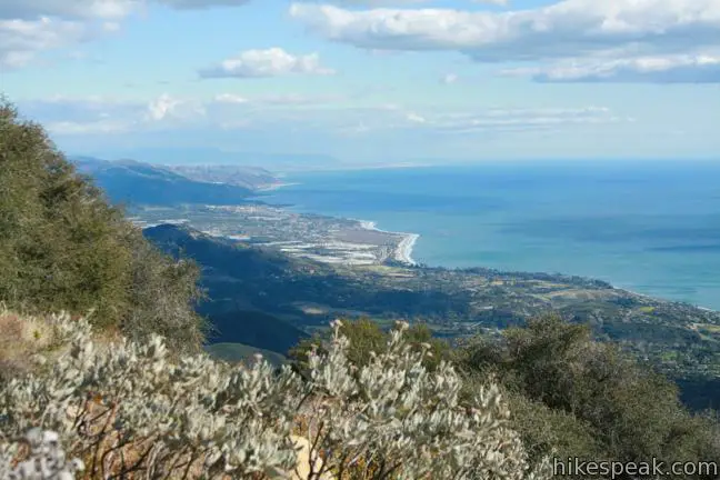 This 7.1-mile partial loop climbs to a panoramic summit in Los Padres National Forest overlooking Montecito and Santa Barbara.