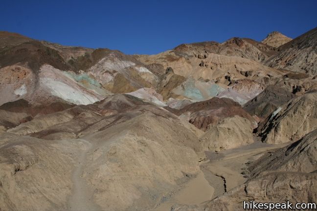 This 9-mile drive in Death Valley National Park crosses a sloping mountainside composed of vibrant soil colored by rich metals.