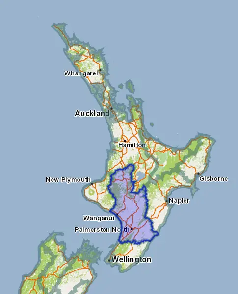 Manawatu-Wanganui Region Map