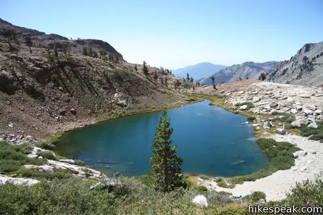 This 9.4-mile hike visits a spectacular pair of lakes high above Mineral King Valley in Sequoia National Park.