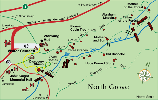 North Park Groves Map North Grove   Big Trees Trail | Calaveras Big Trees State Park 