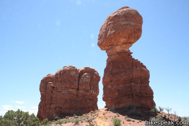 This 0.25-mile loop circles a perilous block of sandstone balancing near the center of Arches National Park.