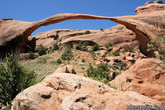 This l2 to 7.2-mile hike visits the longest natural arch in the world, along with other enjoyable arches in Arches National Park.