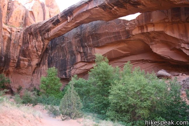 This 4.65-mile hike travels through a scenic canyon to a 243-foot long natural bridge near Moab.