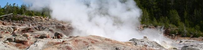 Back Basin Trail Steamboat Geyser Norris Geyser Basin in Yellowstone National Park