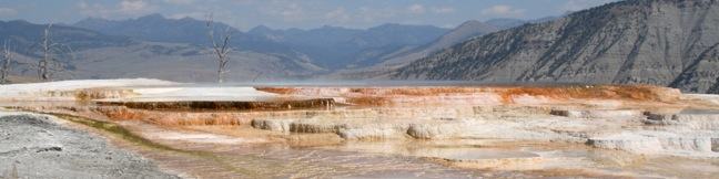 Yellowstone National Park Mammoth Hot Springs Yellowstone National Park Upper Terrace Drive hydrothermal terraces Liberty Cap Minerva Terrace Palette Spring Canary Spring