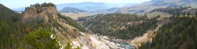 Calcite Springs Overlook Yellowstone River Overlook Bleached Cliffs view Yellowstone National Park viewpoint