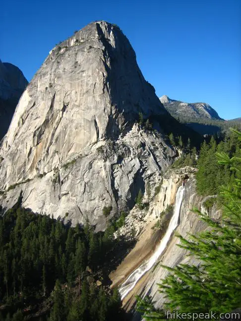 Nevada Fall and Liberty Cap from John Muir Trail in Yosemite National Park