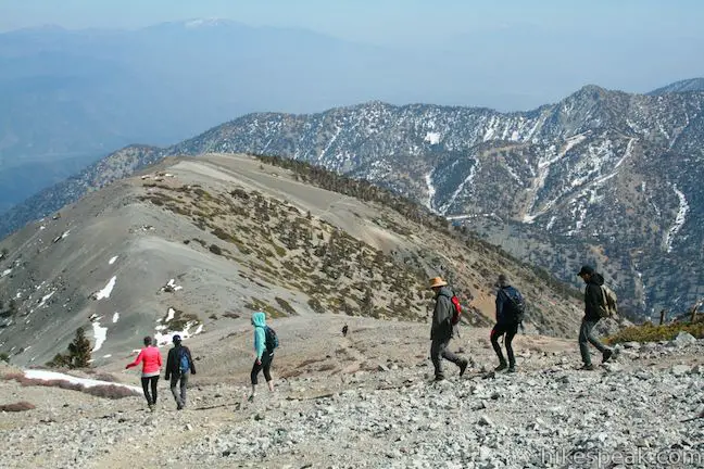 This 11.3-mile loop combines the hair-raising Devil’s Backbone with Baldy Bowl – Ski Hit Trail to reach the highest summit in the San Gabriel Mountains.